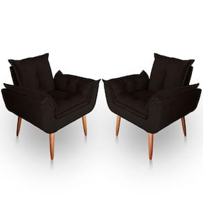 Kit 02 Poltrona Para Sala E Quarto Decorativa Opala Suede Cor Marrom