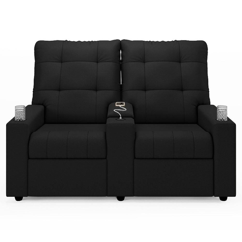 Poltrona Do Papai Reclinável Mallie 2 Lugares Baú Usb Fh9 Pu Preto - Mpozenato