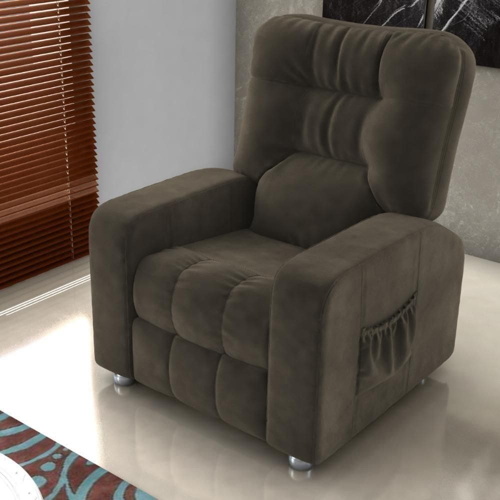 Poltrona Reclinável Almofada Roma Veludo Maserati Marrom