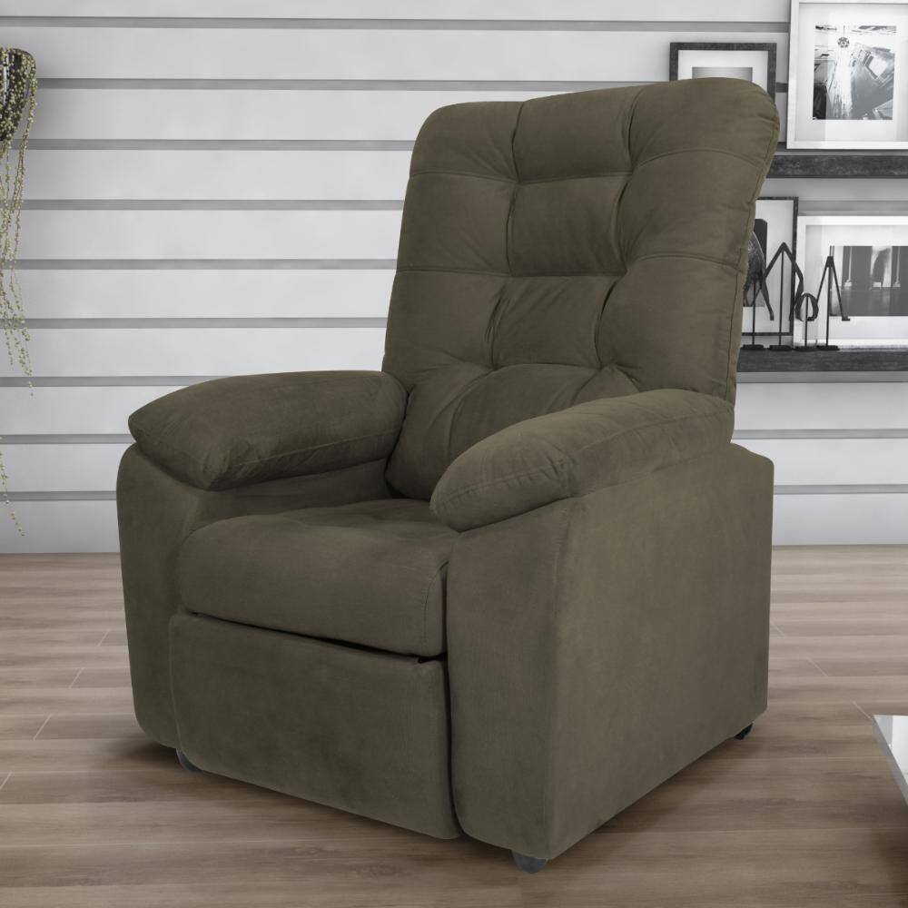 Poltrona Almofadada Reclinável Dallas Veludo Light Cappucino