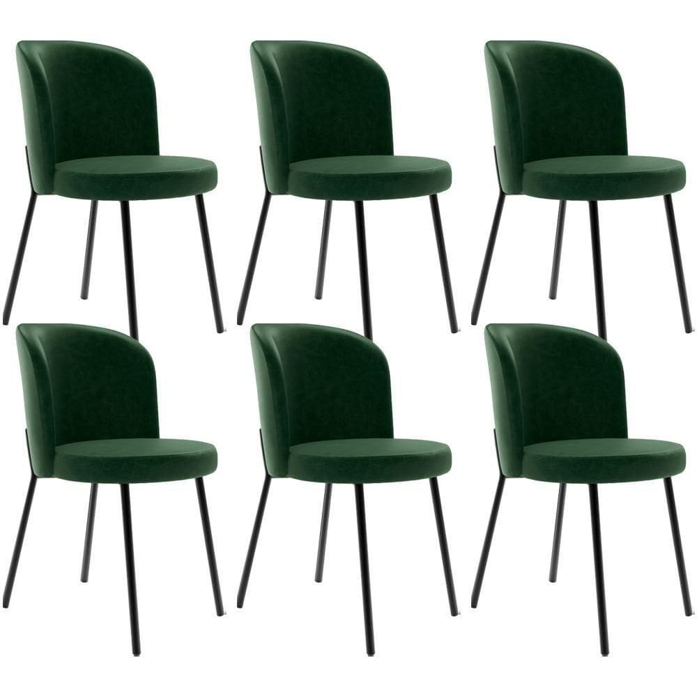 Kit 6 Cadeiras Sala De Jantar Estofada Gavi L02 Couríssimo Verde Musgo