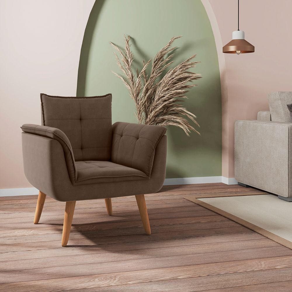 Conjunto Poltrona Para Sala De Recepção Silveiras Inca Marrom