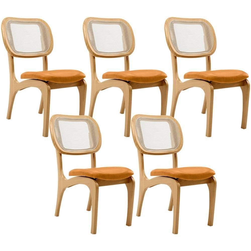 Kit 5 Cadeiras Para Sala De Jantar Estofada E Tela Mariah L02 Couríssimo Whisky