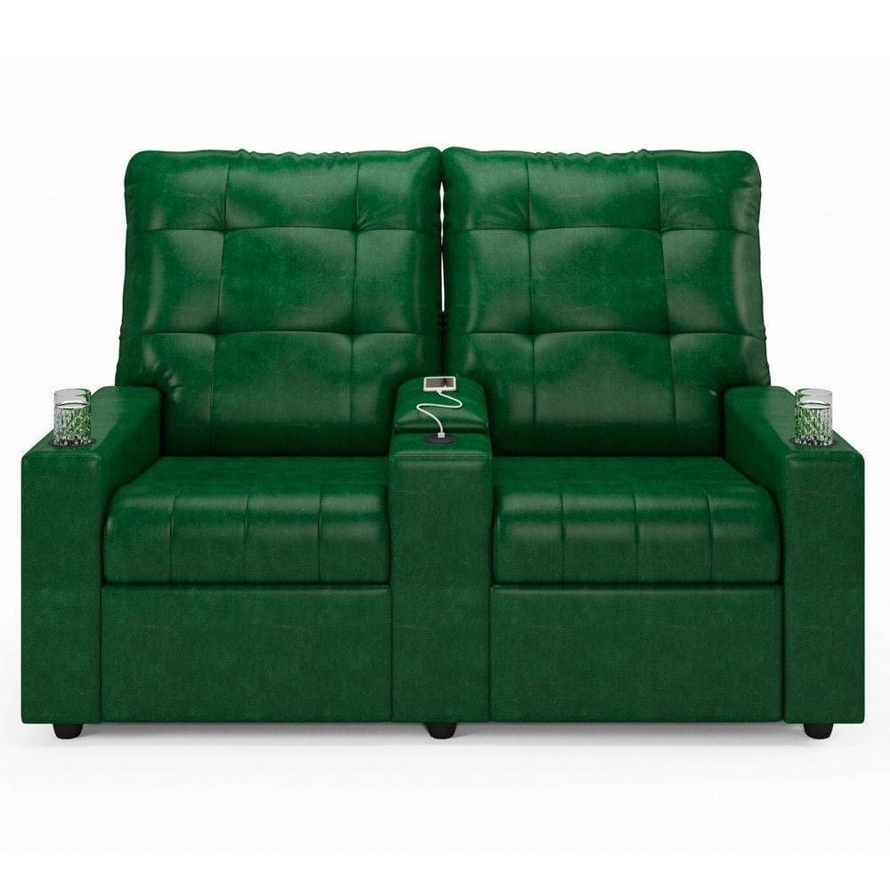 Poltrona Do Papai Reclinável Mallie 2 Lugares Baú Usb Fh9 Pu Verde Musgo - Mpozenato