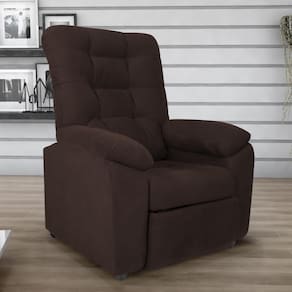 Poltrona Almofadada Reclinável Bristol Veludo Light Marrom