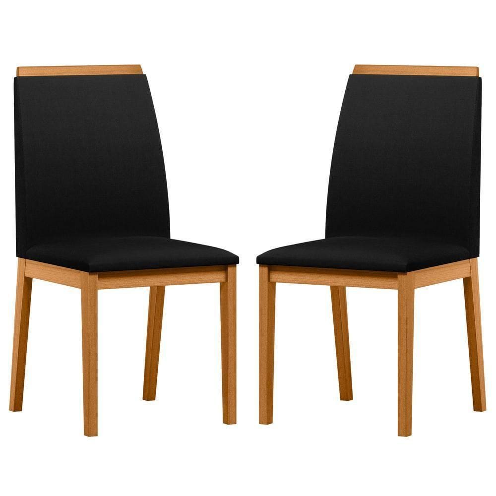 Conjunto Com 2 Cadeiras De Jantar Estofada Fernanda Ypê Veludo Preto Ja03