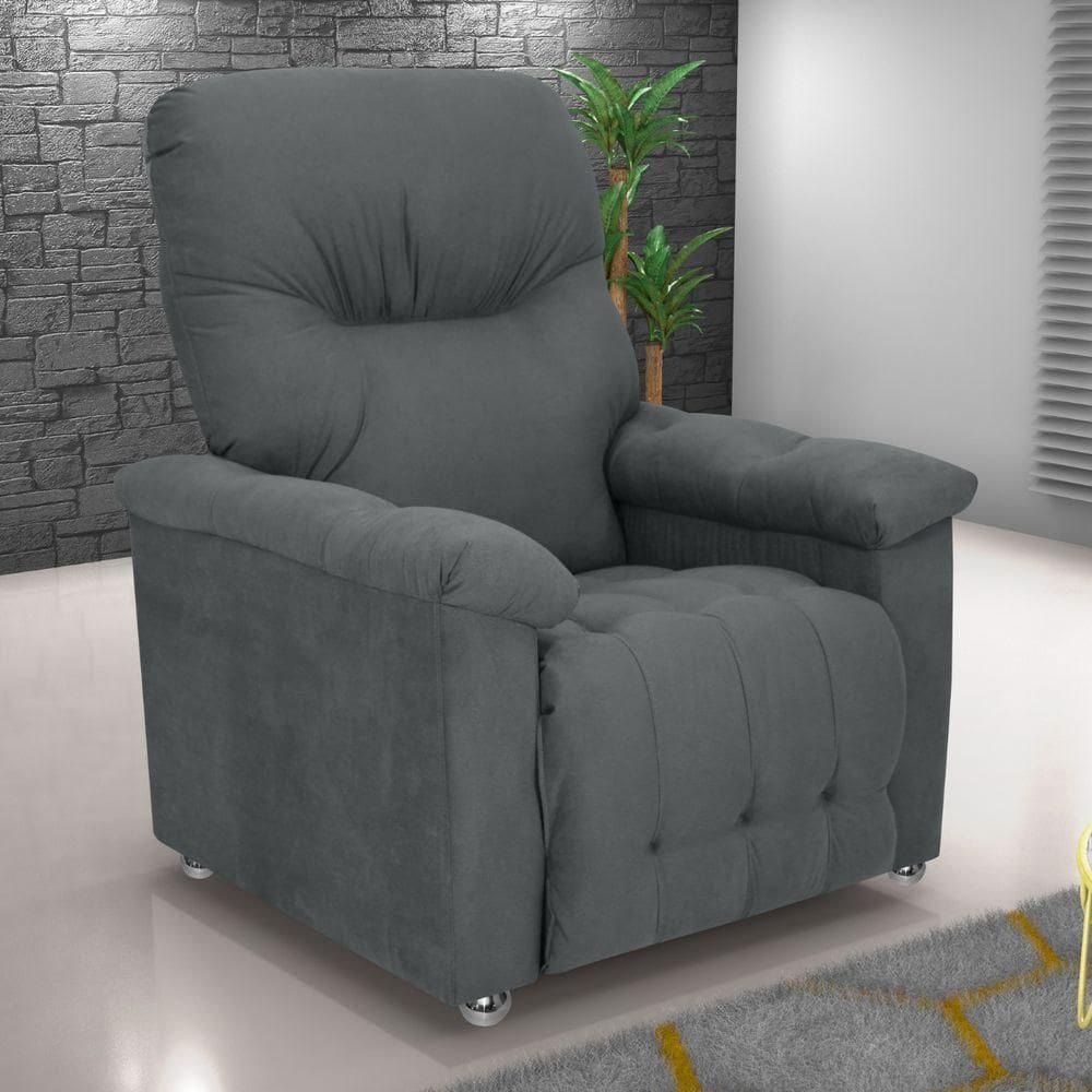 Poltrona Reclinável York Veludo Maserati Chumbo