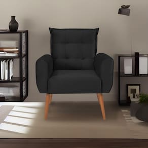 Poltrona Decorativa Para Sala De Estar Quarto E Escritorio Dakota Veludo Matrix - Preto Preto