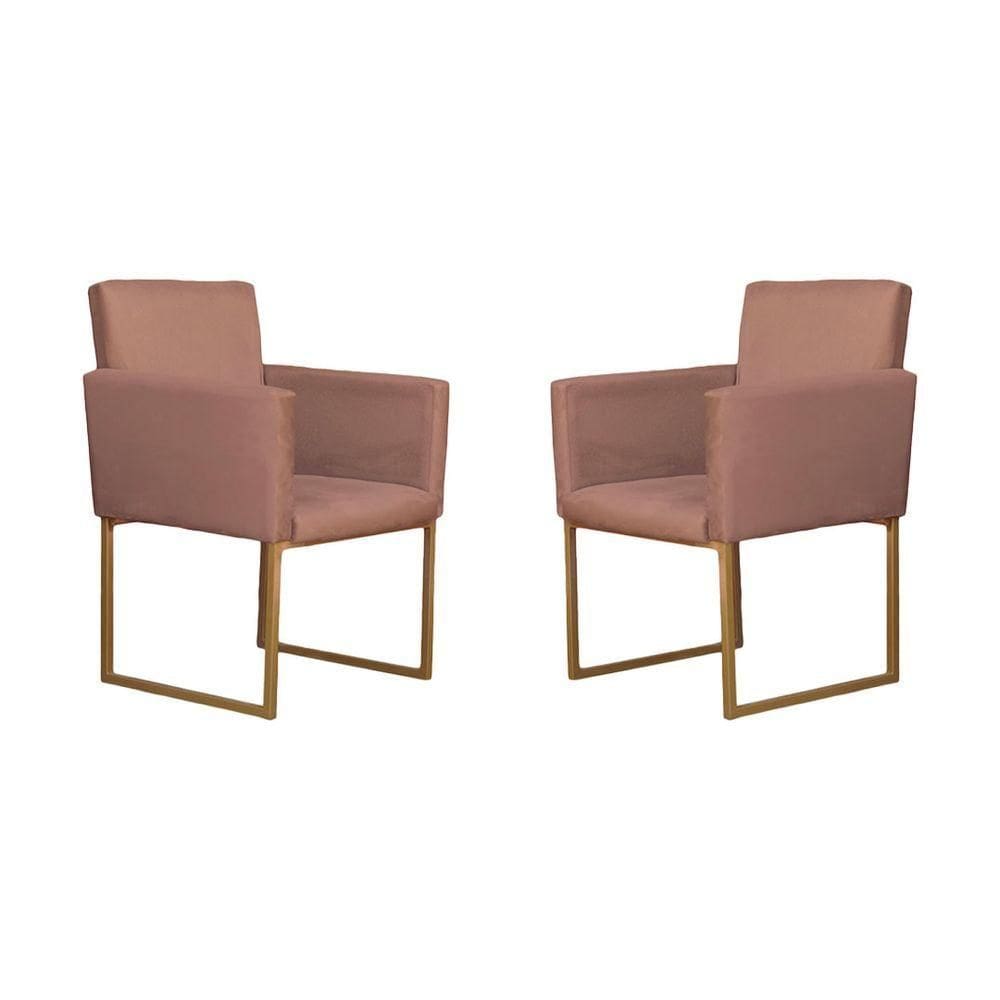 Conjunto 02 Poltronas Para Recepção E Sala Klara Suede Cappuccino