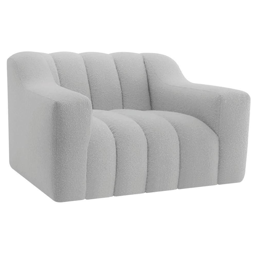 Kit 02 Poltronas Luxo Recepção Sala Elegance Linho Cinza