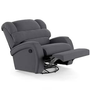 Poltrona Do Papai Reclinável Kalie Glider Giratória Usb Fh9 Veludo Cinza - Mpozenato