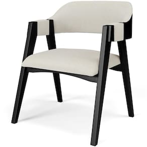 Cadeira Para Sala De Jantar E Estar Living Estofada Suran L02 Preto Linho Champagne - Lyam
