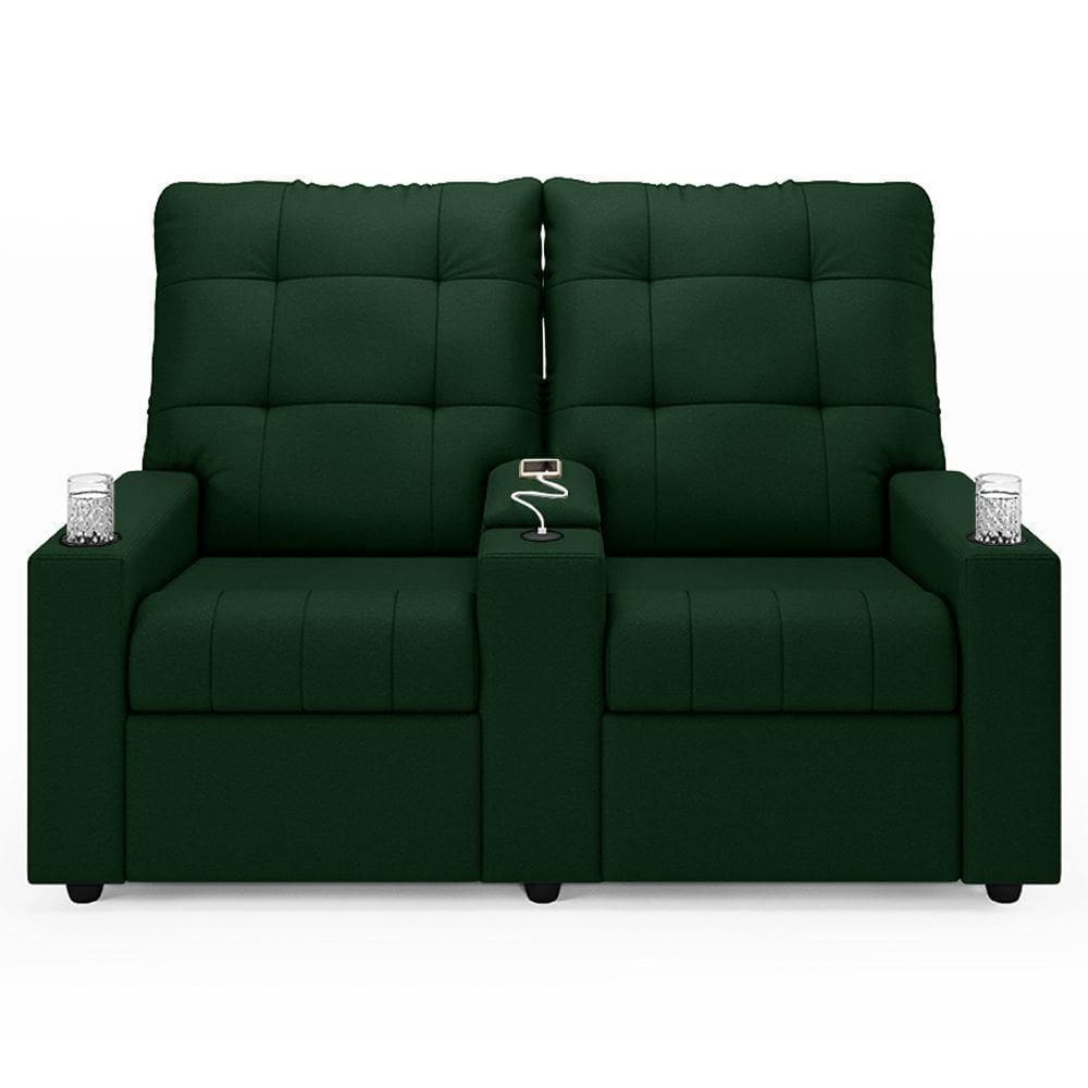 Poltrona Do Papai Reclinável Mallie 2 Lugares Baú Usb Fh9 Veludo Verde - Mpozenato