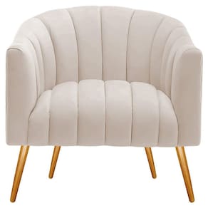 Poltrona Decorativa Sala De Estar Recepção Senna Linho - Adj Decor Cor Bege