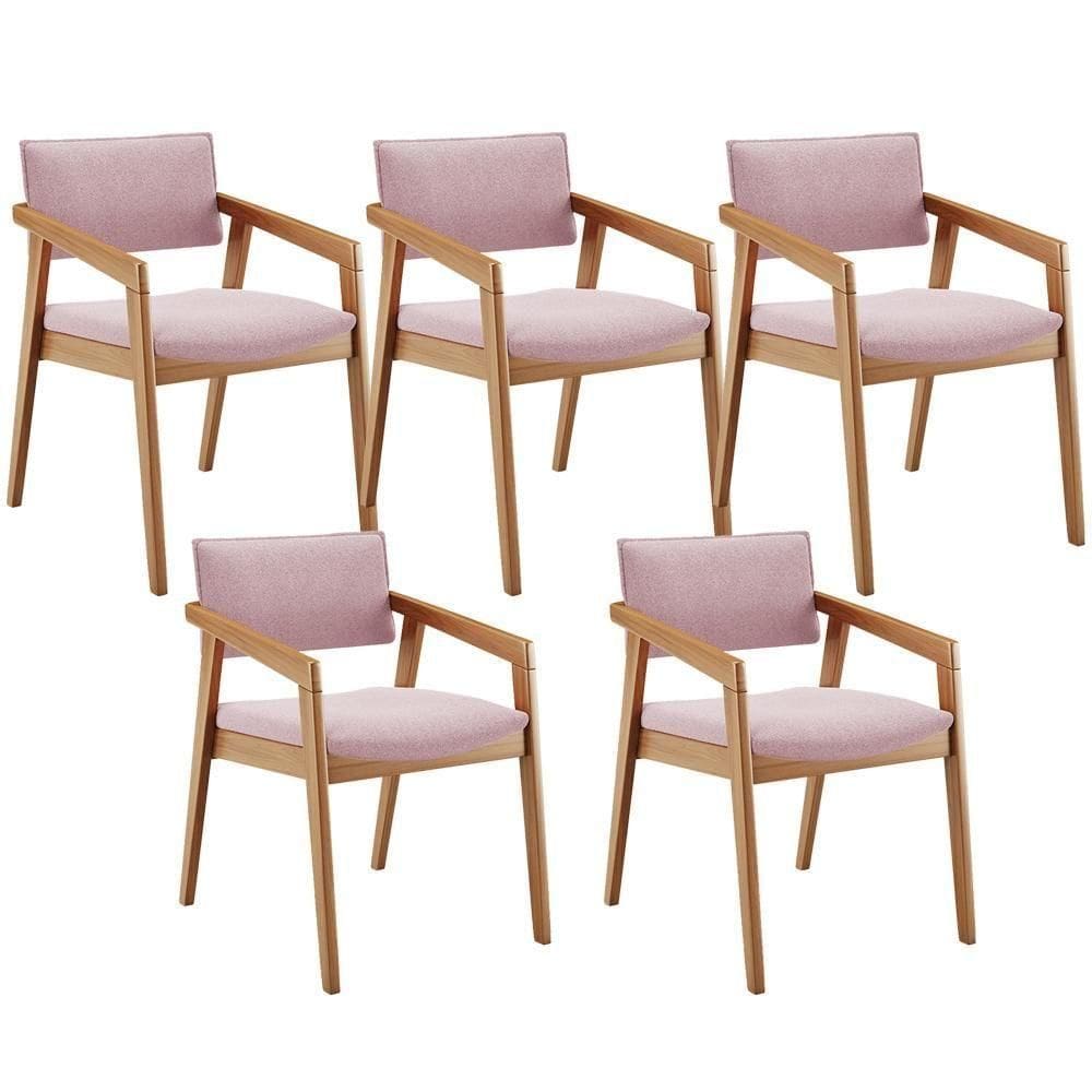 Kit 05 Cadeiras Para Sala De Jantar Estar Living Giorgia B04 Bouclê Rosê