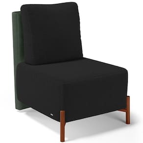 Poltrona Decorativa Sala Estar Living Pés Madeira Hungria L02 Couríssimo Verde Bouclê Preto
