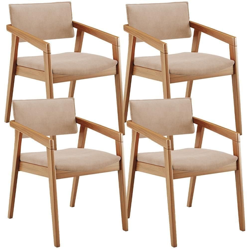 Kit 04 Cadeiras Para Sala De Jantar Estar Living Giorgia B04 Suede Bege