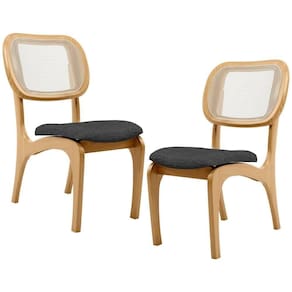 Kit 2 Cadeiras Para Sala De Jantar Estofada E Tela Mariah L02 Linho Cinza Escuro