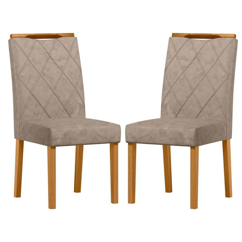 Conjunto Com 2 Cadeiras De Jantar Estofada Sarah Ypê Camursa Marrom Lux