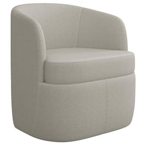 Poltrona Decorativa Giratória Para Sala De Estar Siena K01 Bouclê Bege - Lyam Decor
