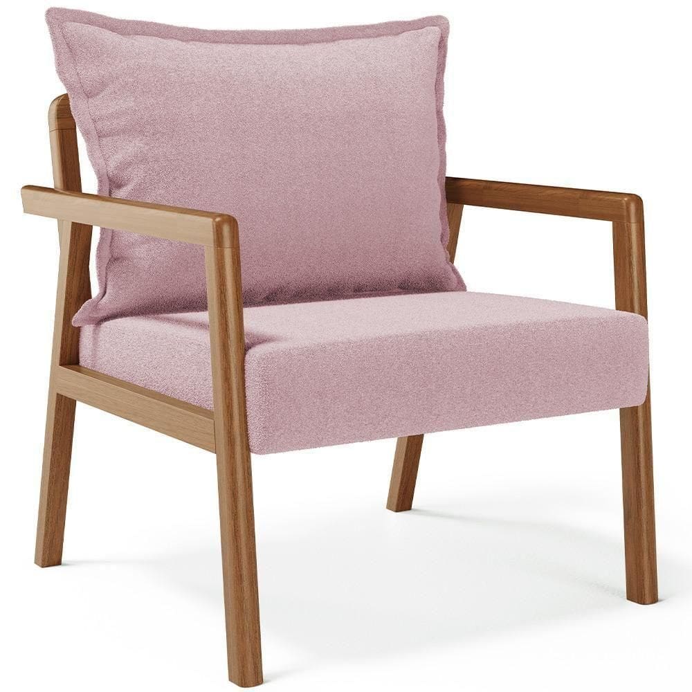 Poltrona Decorativa Para Sala De Estar E Living Alícia B04 Bouclê Rosê