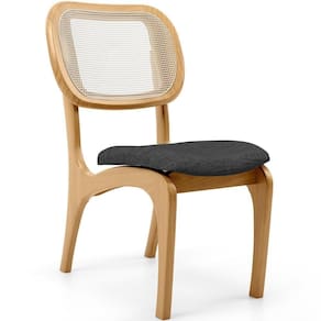 Cadeira Para Sala De Jantar Estofada E Tela Mariah L02 Linho Cinza Escuro