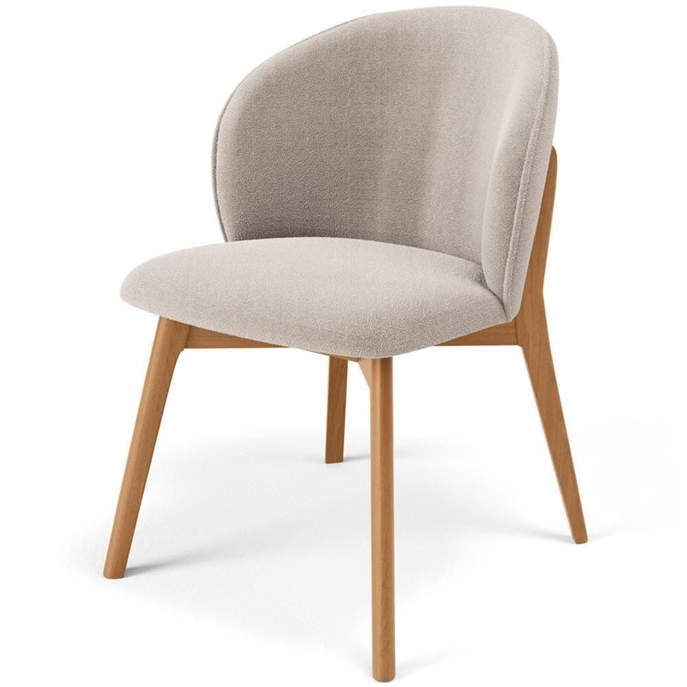 Cadeira De Jantar E Estar Living Estofada Mia L02 Bouclê Bege