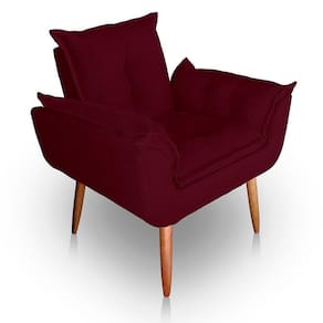 Poltrona Para Sala E Quarto Decorativa Opala Suede Cor Bordô