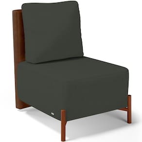 Poltrona Decorativa Sala De Estar Living Pés Madeira Hungria L02 Couríssimo Marrom Linho Verde Musgo