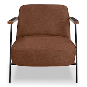 Poltrona Para Sala Pés Metálicos Ellen S06 Bouclê Terracota - Mpozenato