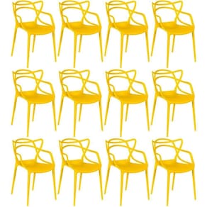 Kit 12 Cadeiras Allegra Empilhável Com Inmetro Magazine Decor - Amarelo