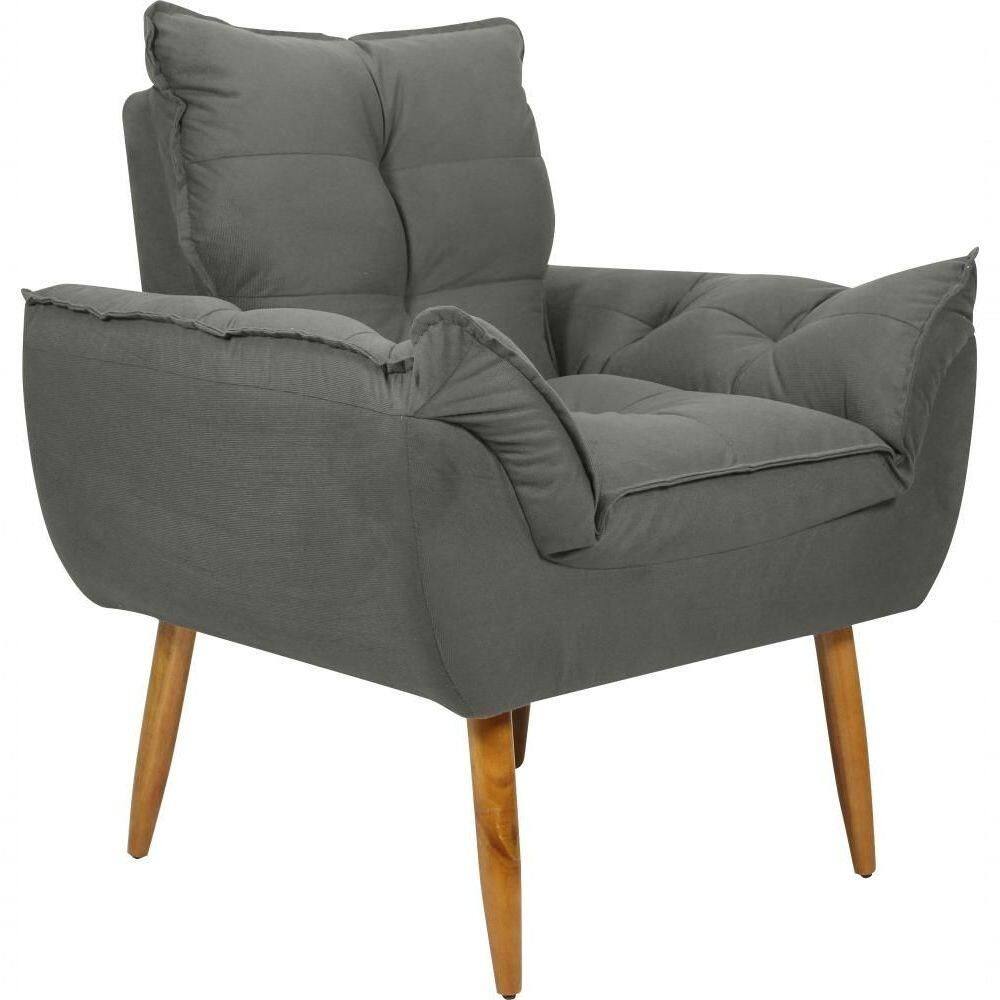 Poltrona Decorativa Tóquio 1 Lugar Suede Cinza Matrix