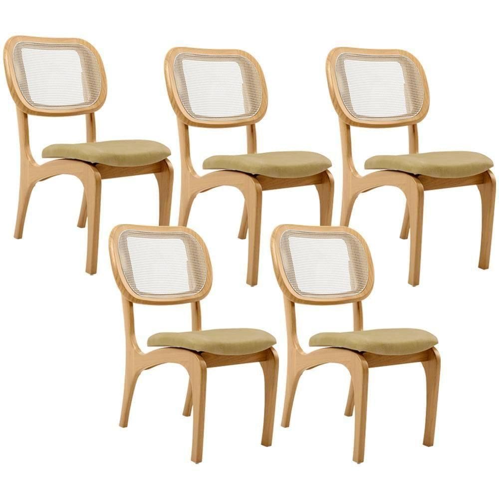 Kit 5 Cadeiras Para Sala De Jantar Estofada E Tela Mariah L02 Couríssimo Fendi