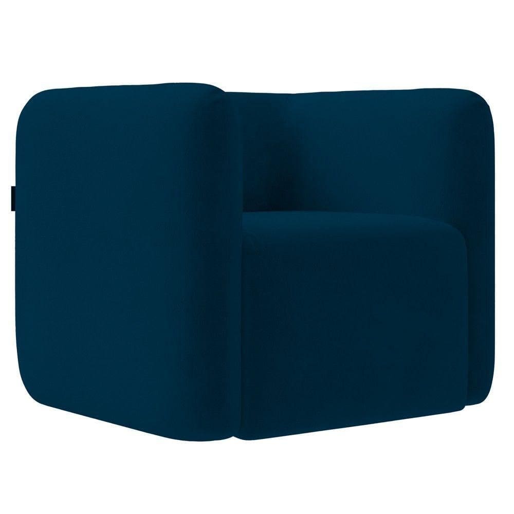Poltrona Para Sala De Estar Decorativa Quadrada Maggie K04 Veludo Azul Marinho - Mpozenato