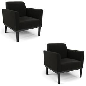 Poltrona Base Madeira Preto Kit 2 Maressa Suede Preto
