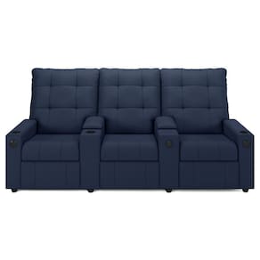 Poltrona Do Papai Reclinável Mallie 3 Lugares Baú Usb Fh9 Pu Azul - Mpozenato