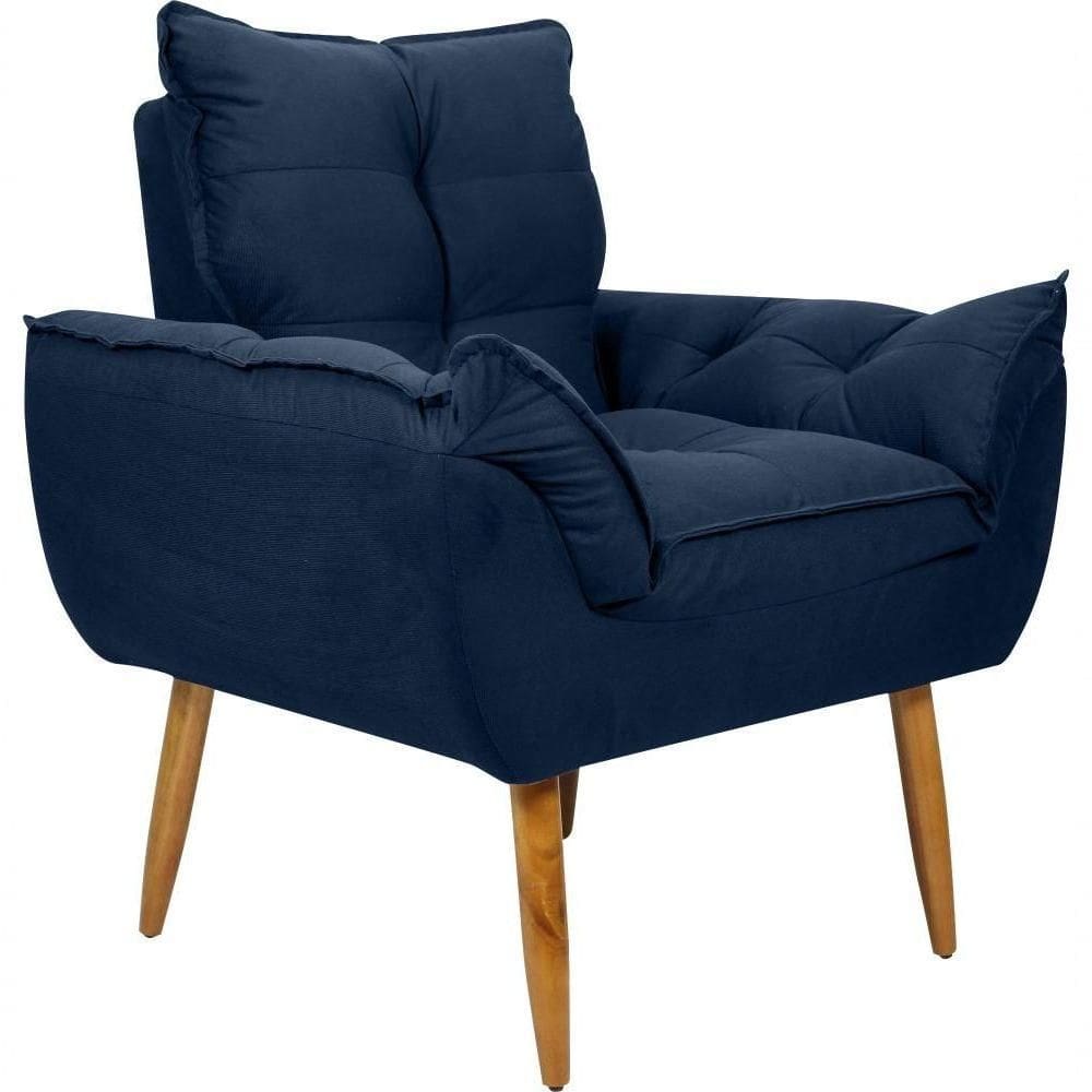 Poltrona Decorativa Tóquio 1 Lugar Suede Azul Matrix