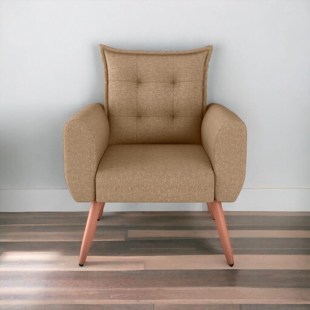 Poltrona Decorativa Para Sala Ravi Linho Areia