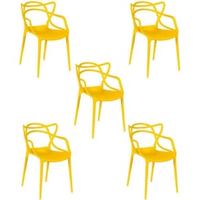 Kit 5 Cadeiras Allegra Empilhável Com Inmetro Magazine Decor - Amarelo