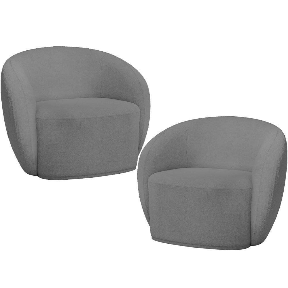 Kit 02 Poltronas Decorativas Para Sala De Estar Living Gliese K01 Bouclê Cinza