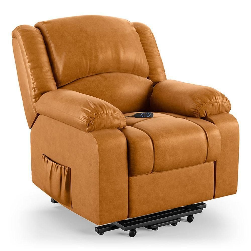 Poltrona Do Papai Reclinável Pietra Elevação Lift Elétrico Fh9 Pu Whisky Mpozenato