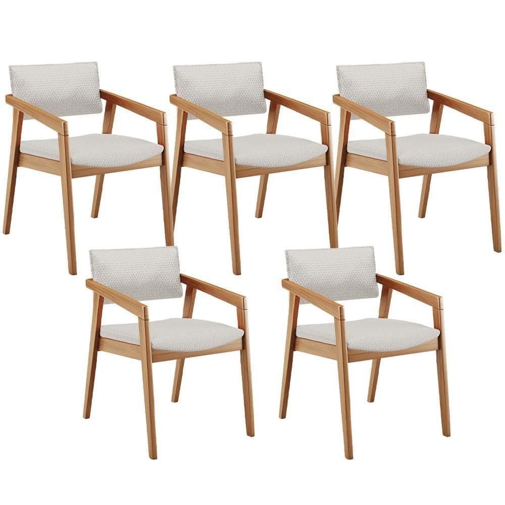 Kit 05 Cadeiras Para Sala De Jantar Estar Living Giorgia B04 Bouclê Cru