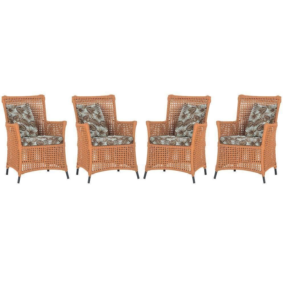 4 Poltronas Igapó Alumínio Micro Pintura Preta Corda Náutica Terra Cota