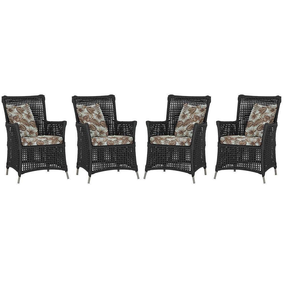 4 Poltronas Igapó Alumínio Pintura Fendi Corda Náutica E6 Preto