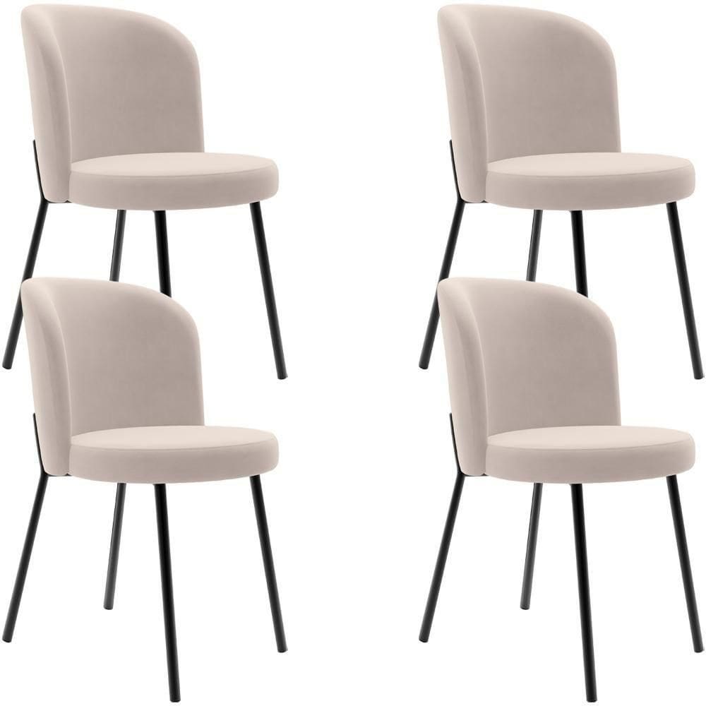 Kit 4 Cadeiras Sala De Jantar Estofada Gavi L02 Suede Bege