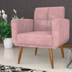 Poltrona Decorativa Itaqui Veludo Turkey Rosa