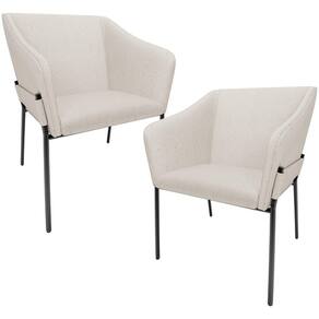Kit 2 Cadeiras Para Sala De Jantar Estar Living Olívia L02 Linho Cru - Lyam Decor