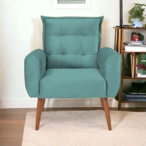 Poltrona Decorativa Para Sala Ravi Veludo Verde Menta