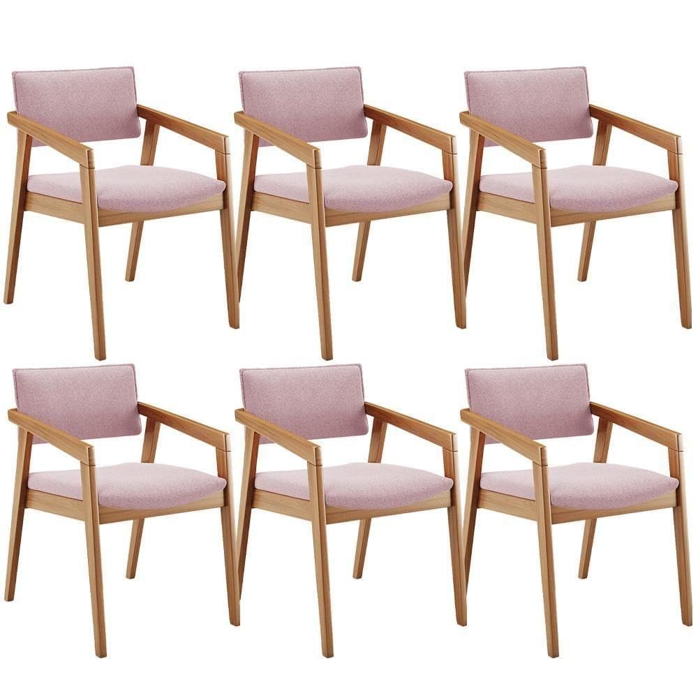 Kit 06 Cadeiras Para Sala De Jantar Estar Living Giorgia B04 Bouclê Rosê - Lyam Decor