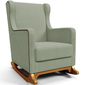 Poltrona De Amamentação Com Balanço Mavie L02 Bouclê Oliva - Lyam Decor